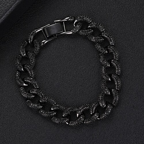 SisCathy Charm Bracelet - Geometric Zirconia Link Chain - Classic Punk Style for Women: Black