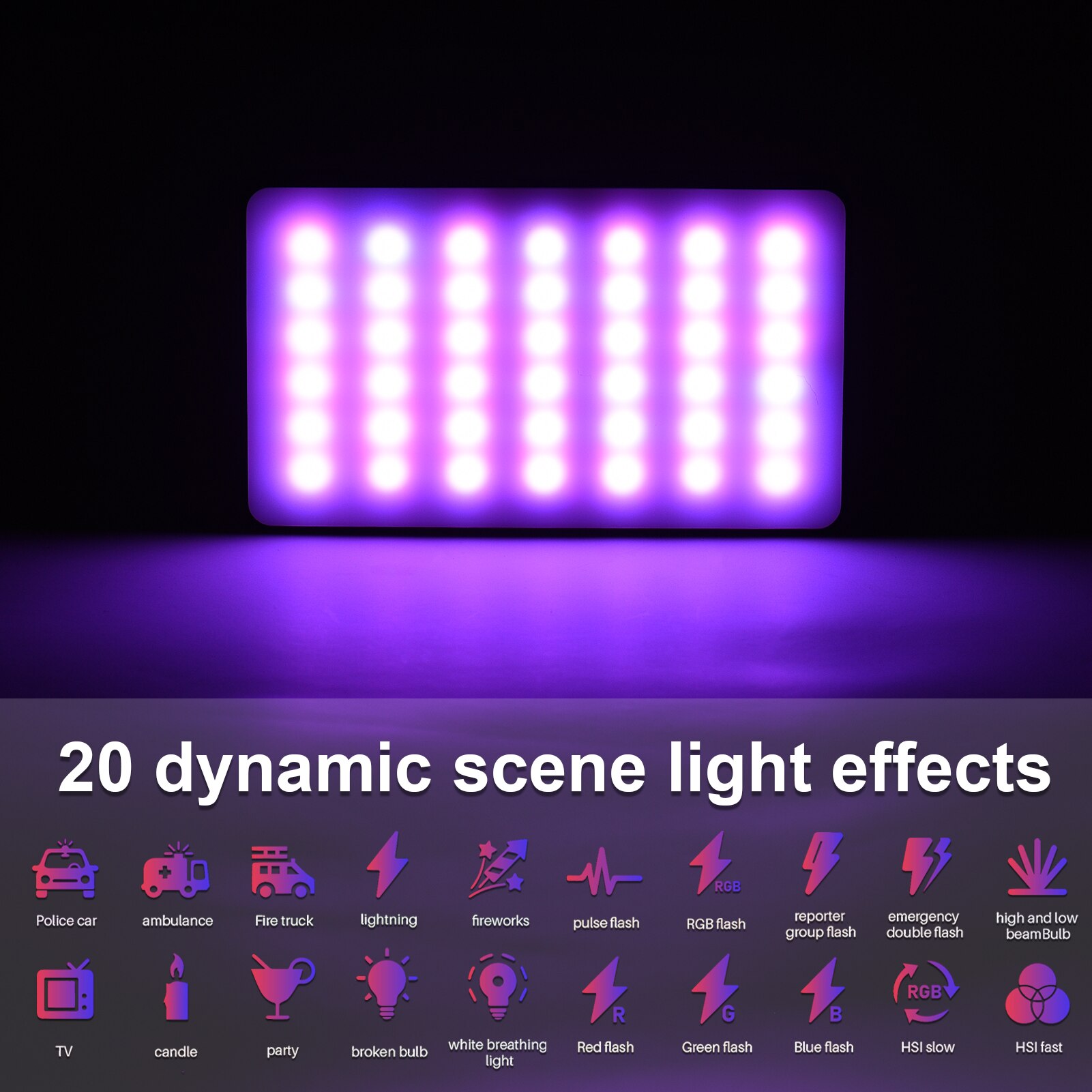 Andoer W140 RGB LED Video Light Rechargeable Photography Fill Light CRI95+ 2500K-9000K 20 Lighting Effects for Video Shooting