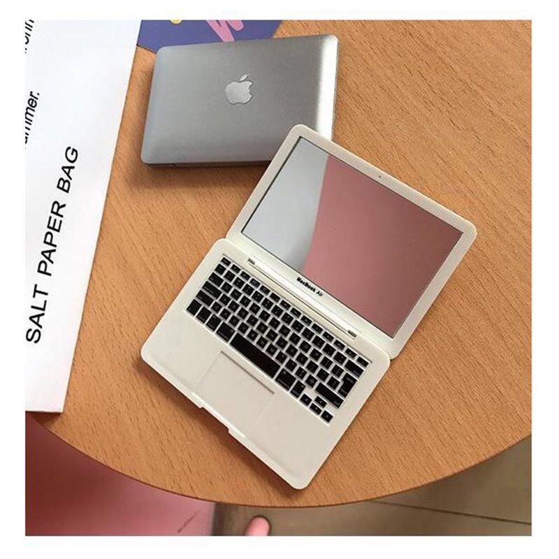 Espelho portátil mini portátil dobrável computador forma moda simples: white