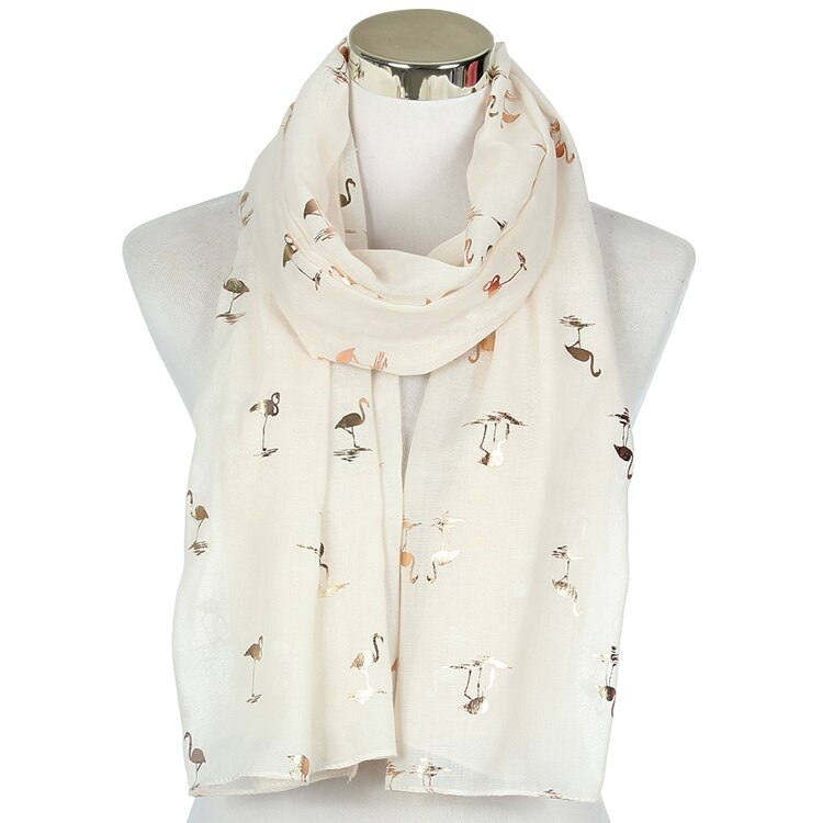 Foxmother Mode Glanzende Roze Mint Bronzing Folie Goud Flamingo Swan Ring Sjaal Snood Foulard Sjaal Vrouwen: Beige Long