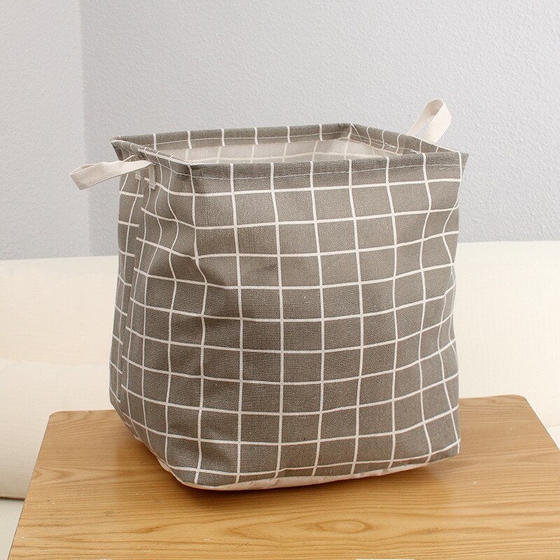 Foldable Sundries Laundry Basket Cute Printing Cosmetics Container Cotton Linen Storage Basket Desktop Organizer: J