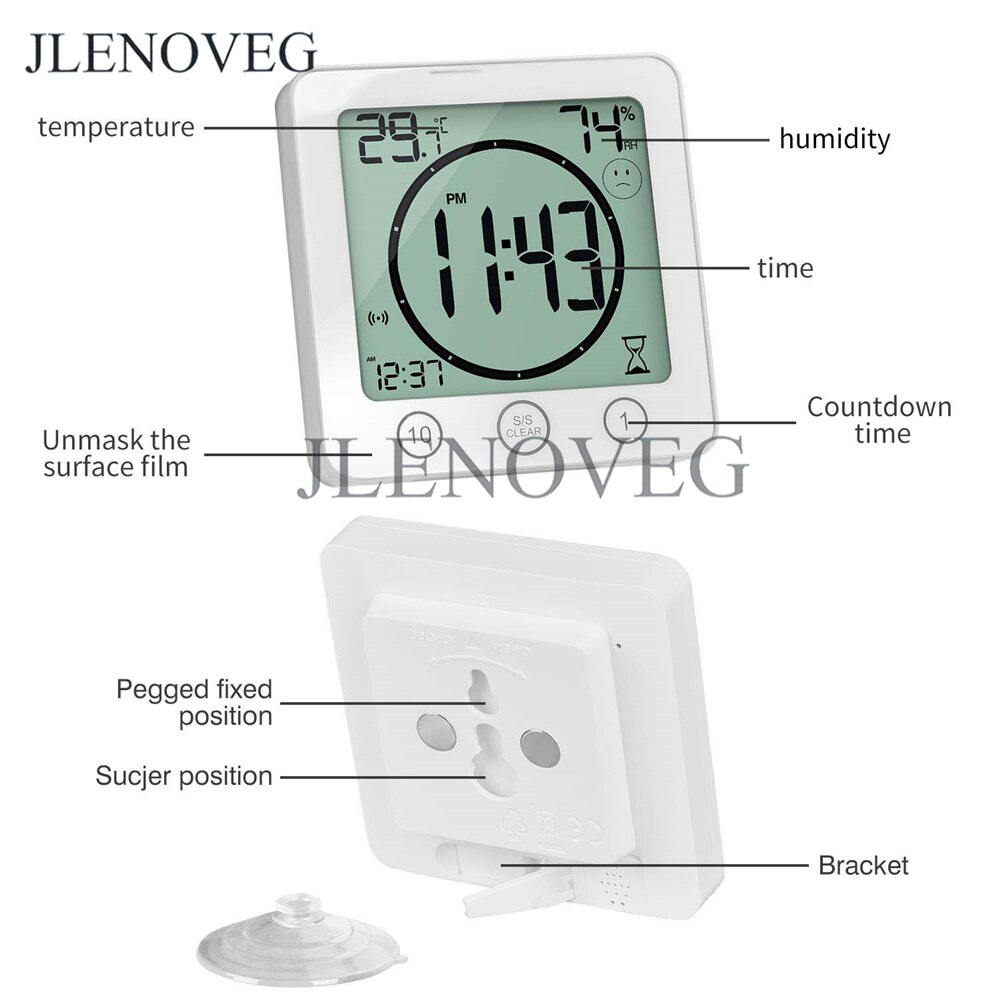 Waterdichte Badkamer Klok En Timer Voor Douche, Digitale Waterbestendig Douche Wekkers Met Zuignap, water Proof Bathro