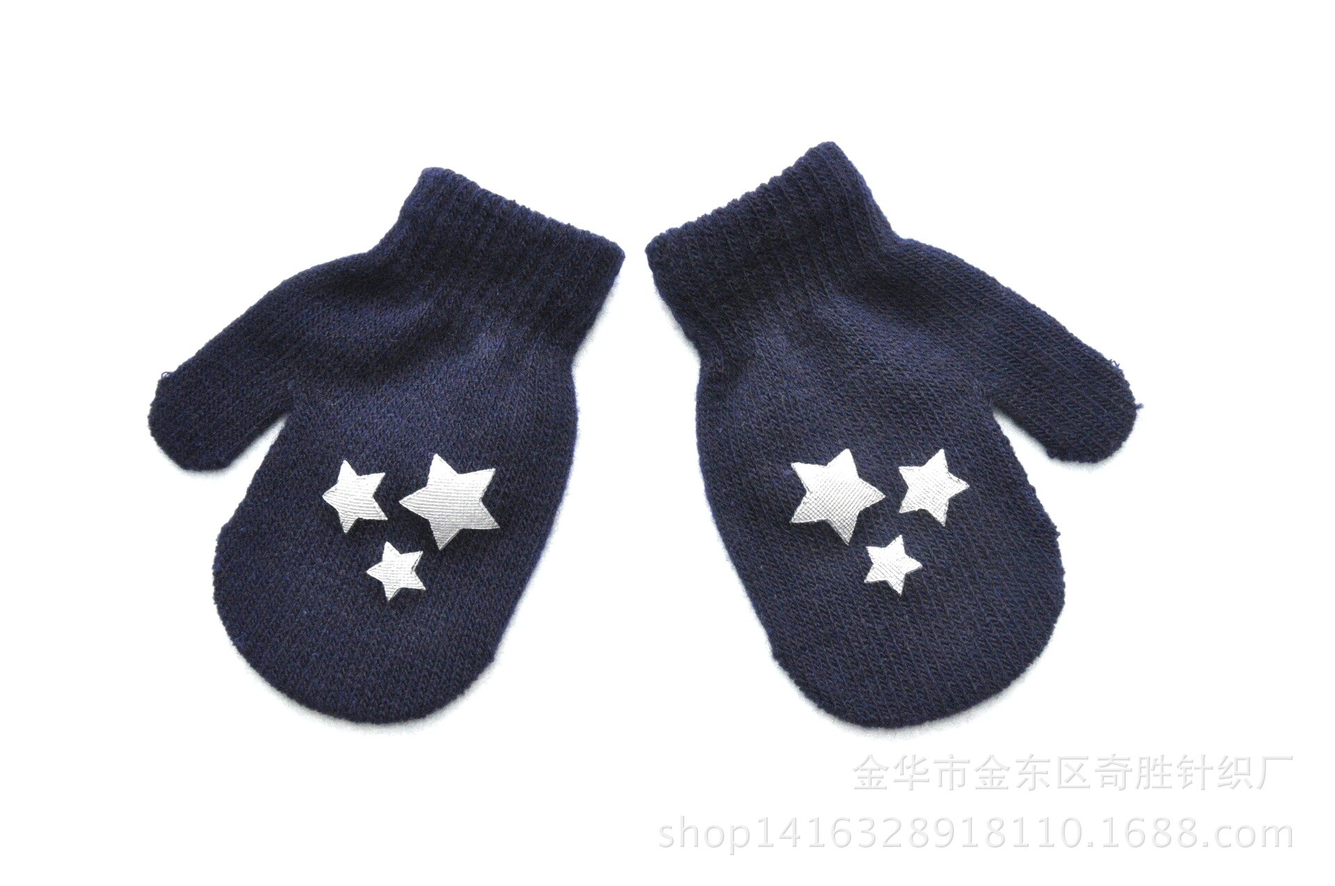 Kinder Handschuhe Winter Warme Baby Fäustlinge Gestrickte Jungen Und Mädchen Handschuh Für Alter Von 1-4 Jahre Alt: dark blue star