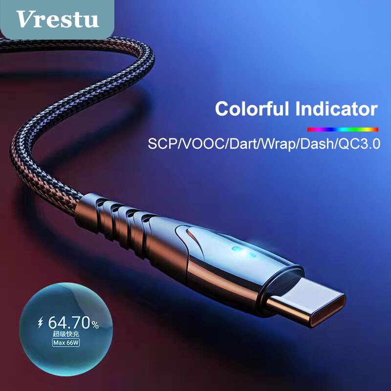 65W 6A Supervooc 2.0 Kabel Voor Oppo Reno 6 5Pro 5G 4 3 Vinden X3 X2 X F19 a74 Realme Snelle Opladen Kabel Usbc Carga Rapida 66W 50W
