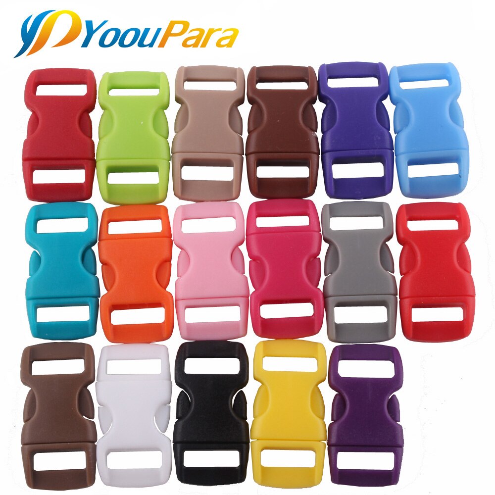 Plastic Gesp 50 St 3/8 &quot;Mix Kleur Voorgevormd Side Release Gebogen Sluiting Buckles voor Webbing Survival Paracord Armbanden
