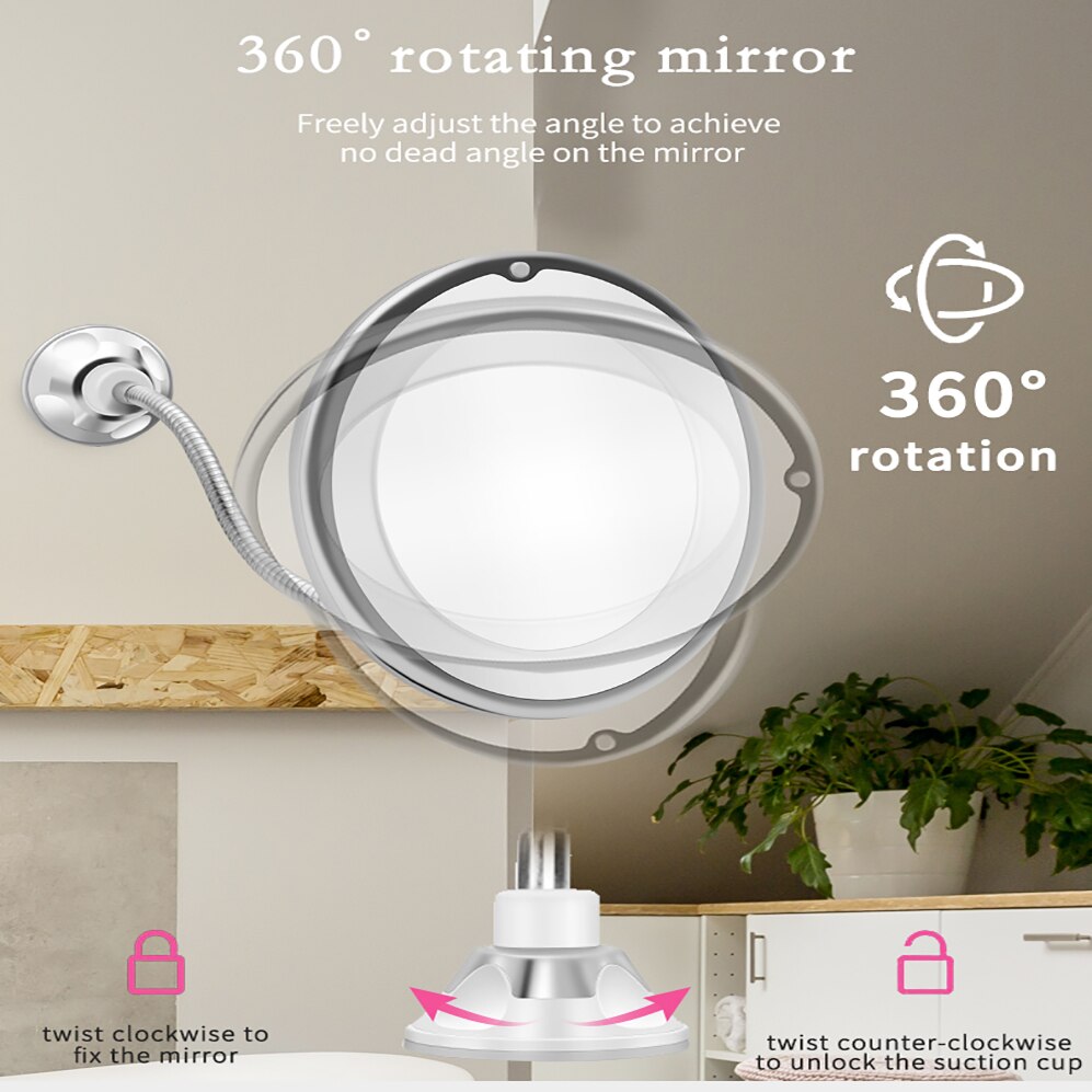 Espejo LED 10X espejos para maquillaje con aumento con espejo LED Flexible luz plegable Vanity Miroir 360 grados de rotación espejo de maquillaje