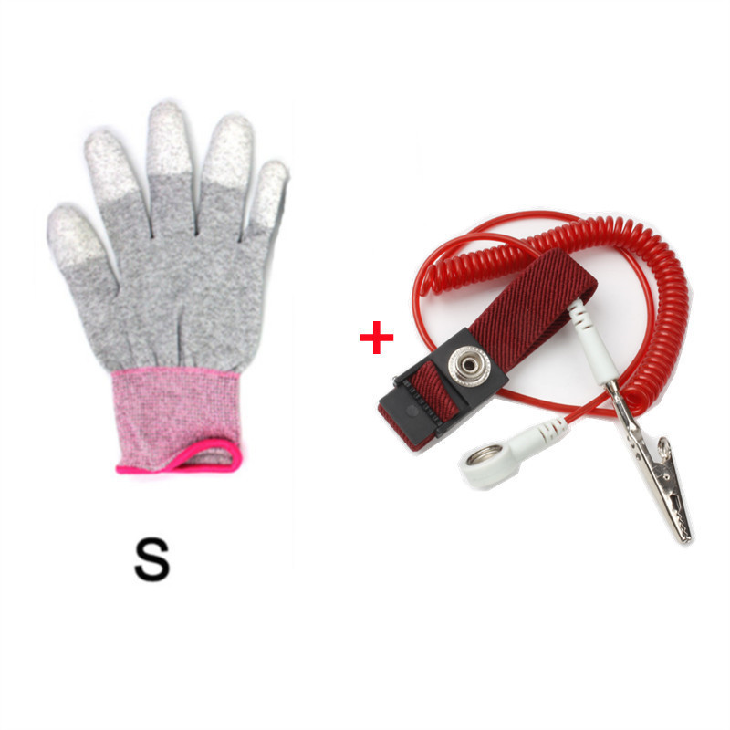 ESD Safe PU Anti Static Gloves Antistatic Non-slip Industrial Working PC Computer Gloves Physical Electrostatic Removal Human: R W B-S GLOVE