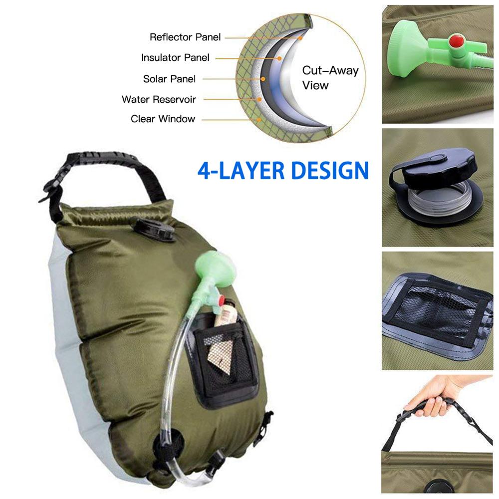 wasser Taschen Für draussen Solar- Wandern Camping Dusche Tasche 20L Heizung Camping Dusche Hydratation Tasche Schlauch Umschaltbar Dusche Kopf