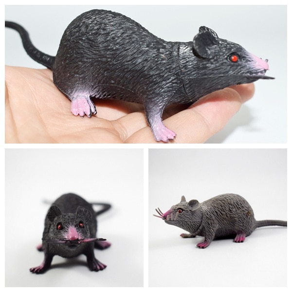 Mærkelig 22 cmpvc model lille mus hele legetøj sjov legetøj produkter til udenrigshandel: Mellem sort og hvid med mønstermus