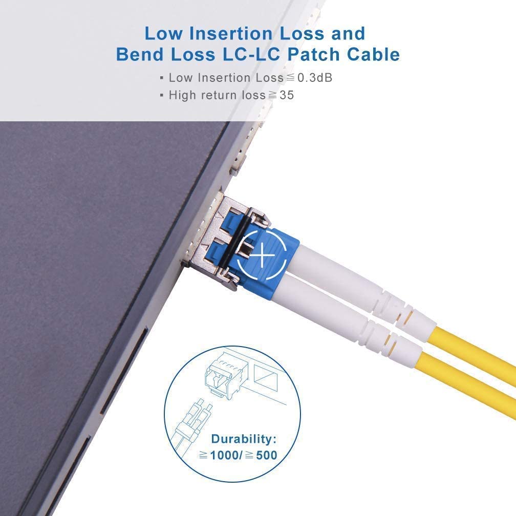 OS2 LC to LC Patch Cable Duplex 9/125 LSZH for SMF SFP Transceiver 2-Meter(6.6ft)