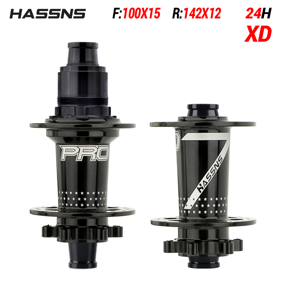 HASSNS PRO7 Eje pasante para bicicleta de montaña SHIMANO, 24/32 agujeros, radios j-bend, 12x142, HG/XD/MS, 4 piezas, rodamiento sellado: Verde militar