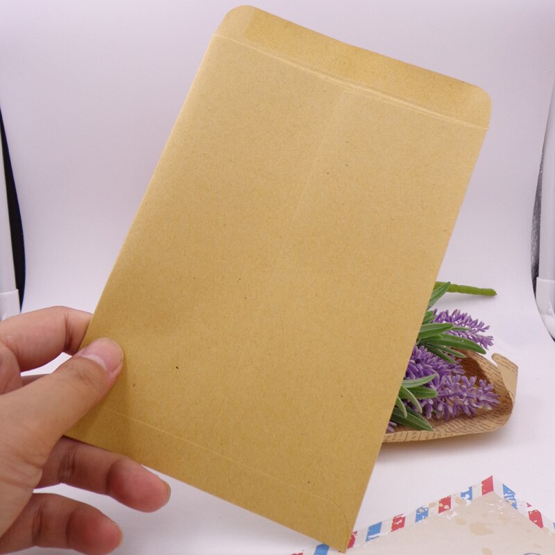 Sobre Kraft de 10 Uds., bolsa de papel autoadhesiva de varios tamaños en blanco, tarjeta postal, sobre de invitación para boda, papelería escolar para oficina