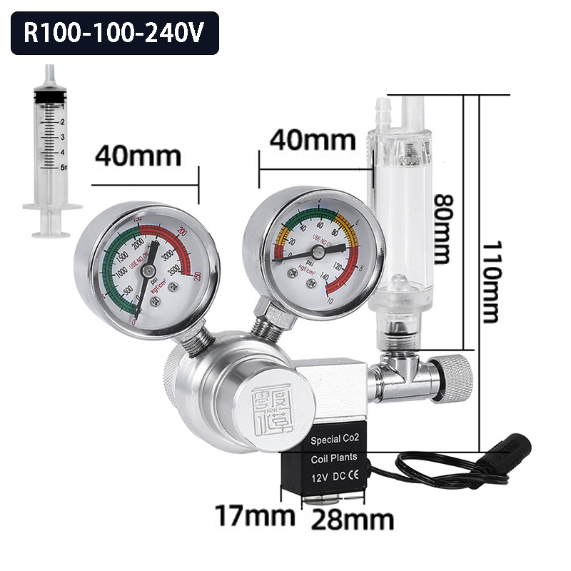 Aquarium CO2 regulator solenoid valve bubble meter plant water grass tankCO2 reaction control system pressure reducing valve: XXL / Red