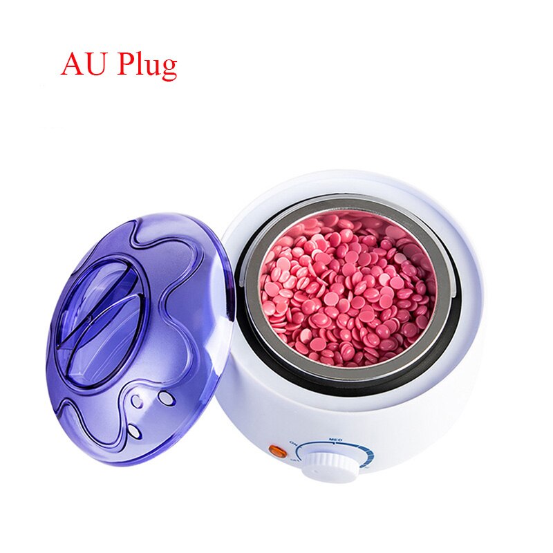 Máquina de depilación cera eléctrica calentador de cera SPA con 2 uds. De granos de cera y 20 piezas Uds. Depiladora de palos de madera UK/US/AU/EU Plug: AU Plug