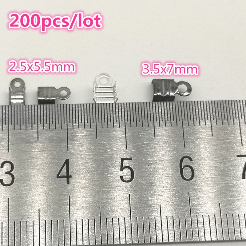 200pcs/lot Cords Crimp End Caps End Clasps Beads For Jewelry Making Bracelet Necklace Jewelry Findings Connectors DIY