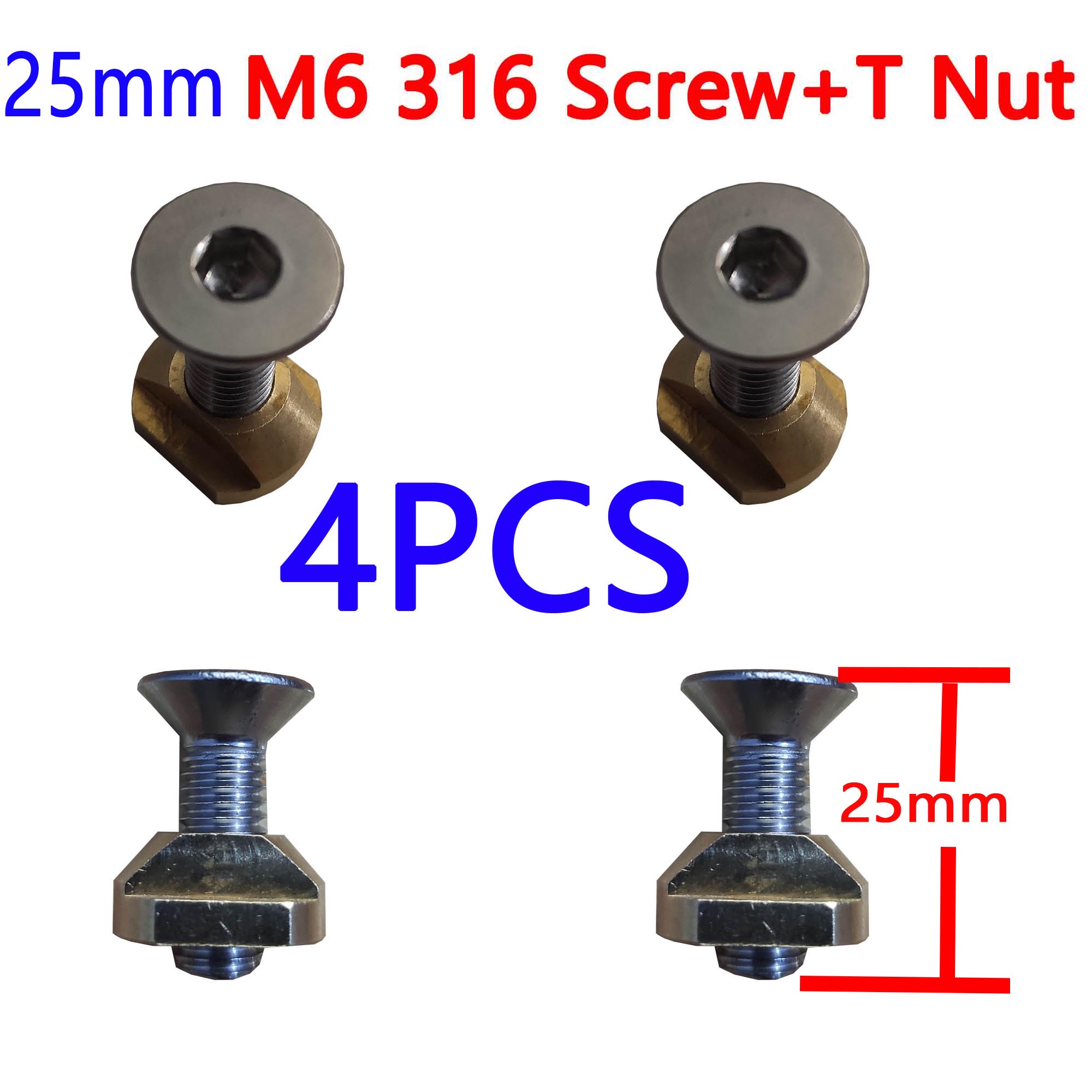 Hydrofoil Mounting Allen wrench 316 screws(25mm and 30mm) and M6 T-Nuts: 4-6-25