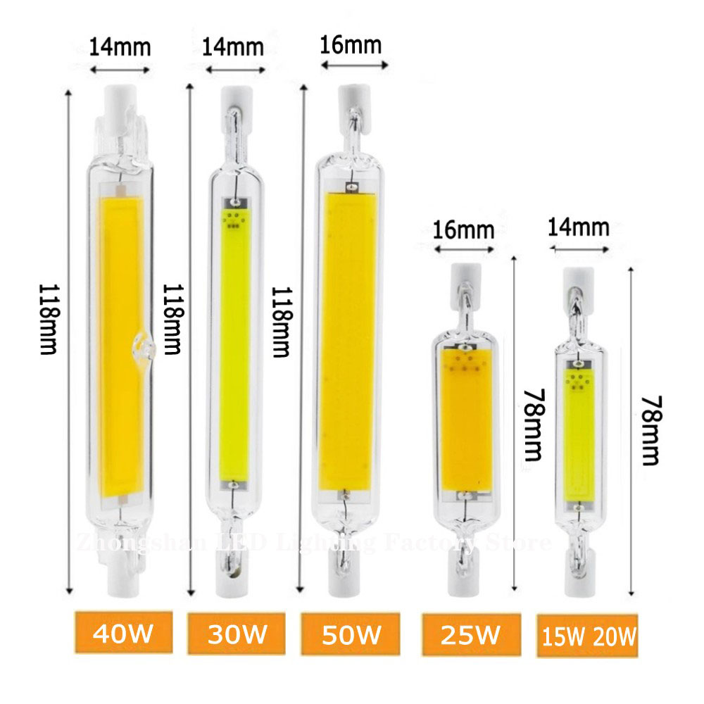 LED R7S Glass Tube COB Bulb 78MM 118MM High Power R7S Corn Lamp J78 J118 Replace Halogen Light 50W 90W AC 110V 220V Lampadas