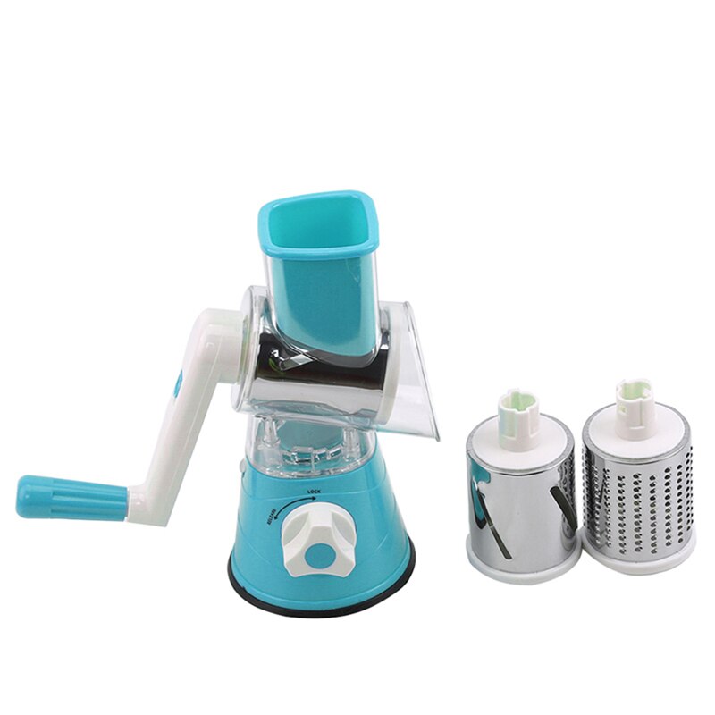 Manual Vegetable Cutter Multi-Function Drum Rotating Slice Grater Potato Cheese Kitchen Tools Kitchen Accessories: blue