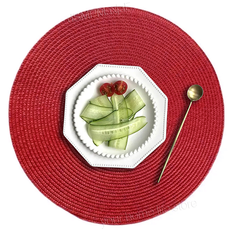 Set 4 Tovagliette Rotonde In Cotone Intrecciato 20 Cm - Grigio E Marrone - Resistenti Al Calore Fino A 80°C - Lavabili In Lavatrice