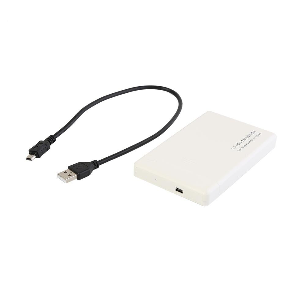 2.5 tums hårddiskfodral sata usb 2.0 portabelt verktyg gratis ssd disk hdd box extern hårddisk hölje för pc: Vit