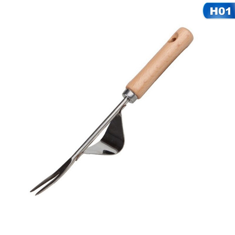 Manual Weeding Tool Garden Hand Weeder With Wood Handle Hand Weeding Tool Manual Farmland Digging Lawn: Default Title