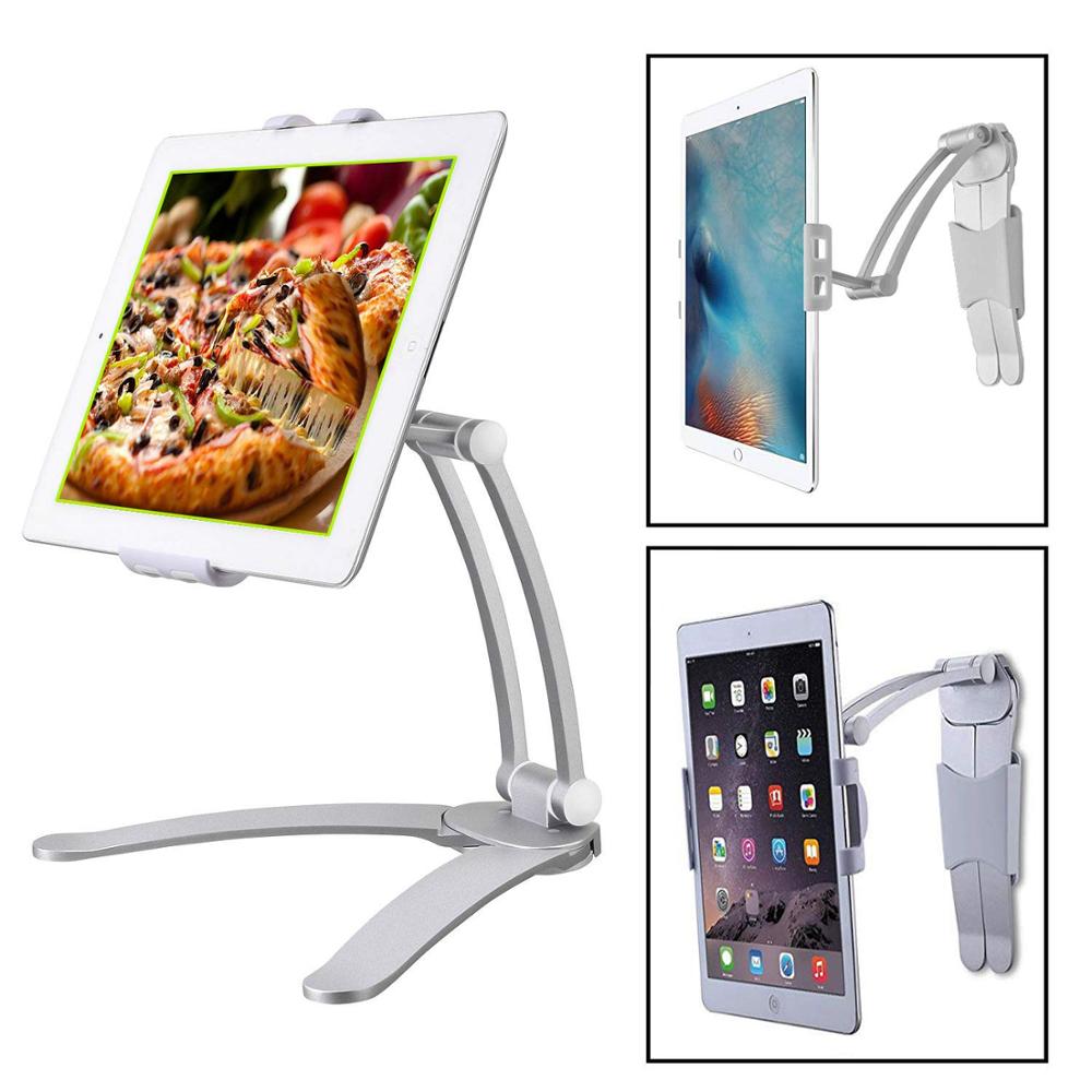 2 in 1 Keuken Tablet Stand IPad Wall Mount Onder Kast Houder Office Desktop Mount Recept Houder Stand voor 4.3 tot 10.5 inch: Default Title