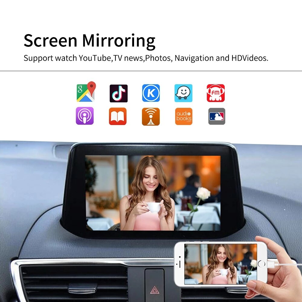 Carlinkit-Accesorio para reproductor multimedia de coche, activador inalámbrico compatible con Android y iPhone, color negro, con conexión USB para escuchar música a través de Autokit y CarPlay