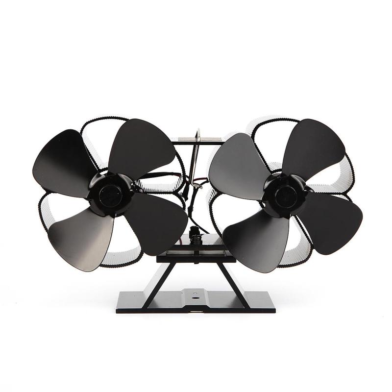 Ventilatore per camino-doppio motore-8 pale ventilatore per camino alimentato a caldo con termometro per stufa per camino domestico bruciatore a legna/tronchi: Default Title