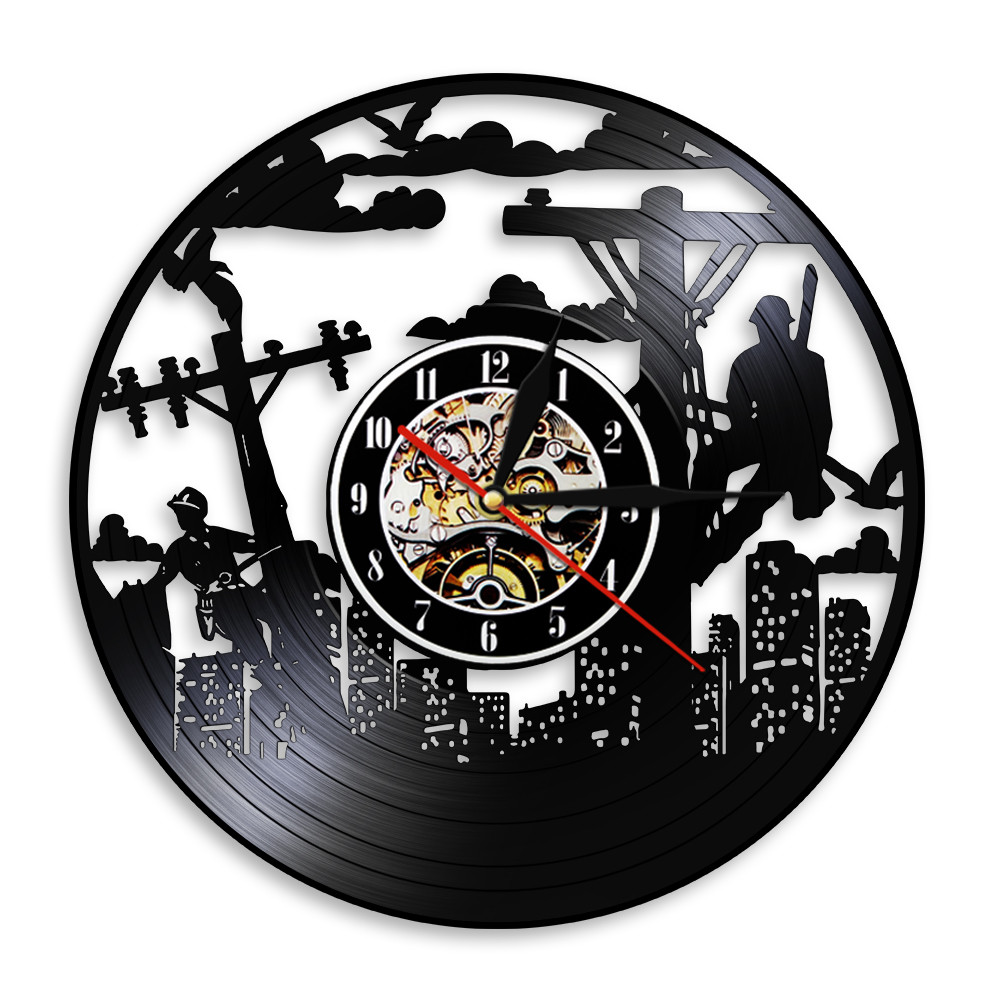 Electrical Lineman Utility Worker Wall Clock Lineman Vinyl Record Wall Clock Line workers Home Decor Lineman LED Light Lamp