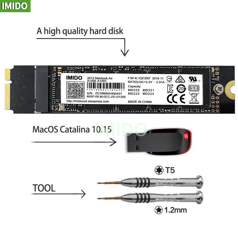 Neue 256GB SSD Für Macbook Air A1465 A1466 Md231 Md232 Md223 Md224 Solid State Drive MAC SSD