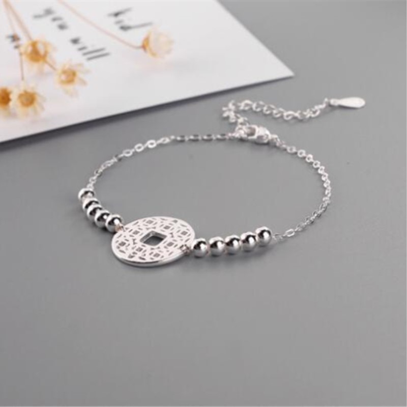 Creatieve Klassieke Prachtige Mode 925 Sterling Zilveren Sieraden Vrouwelijke Coin Bead Bal Temperament Armbanden SB133