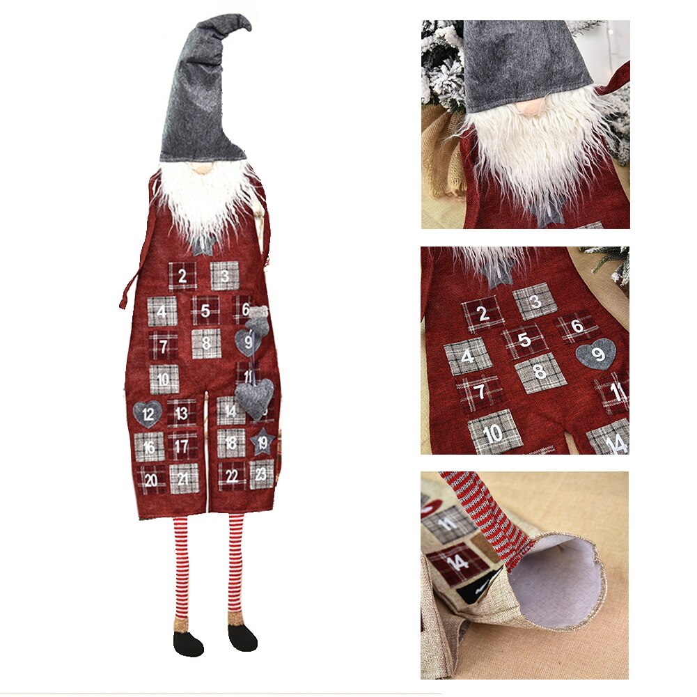 Living Room Santa Claus Bedroom Wall Hanging Advent Calendar Craft Home Party Count Down Kids Christmas Decoration 24 Days