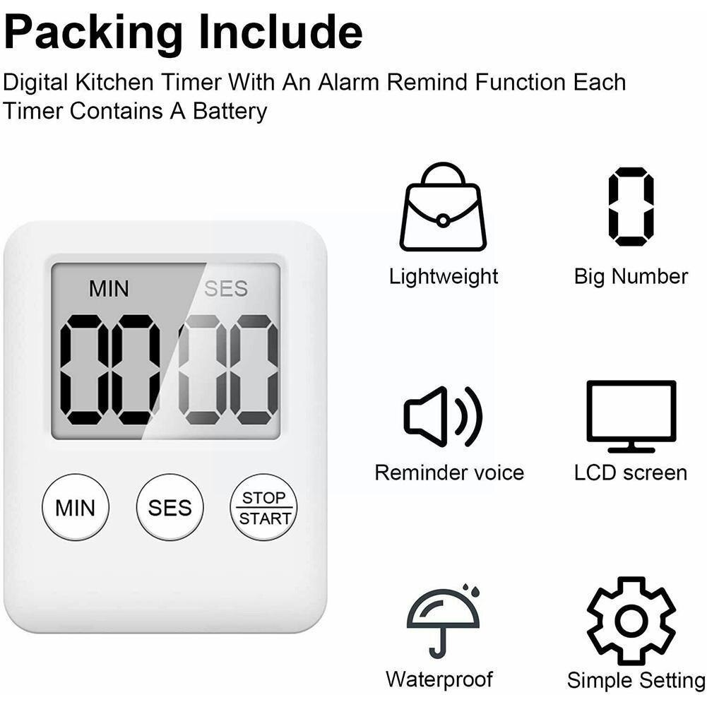 Alarm Timer Kitchen Mini LCD Digital Display Square Alarm Cooking Timer Up Sleep Stopwatch Count Magnet Countdown Clock Clo J1A3
