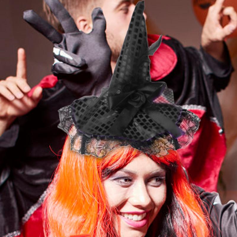 Halloween Witch Headband Sequins Lace Witch Headband Halloween Headbands Headwear Hair Hoop Costume Hat For Halloween