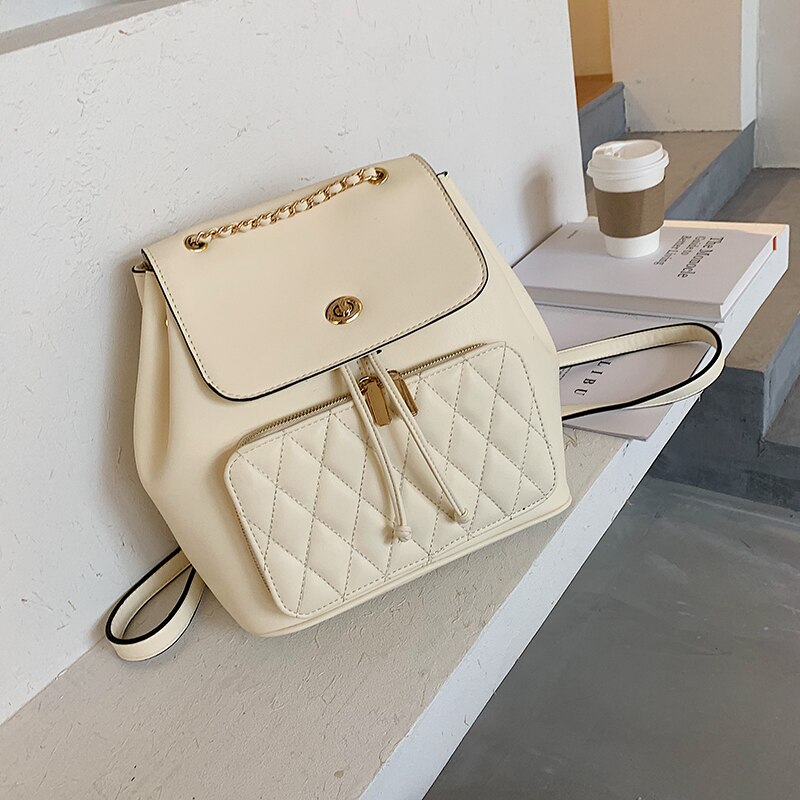 Mode Vrouwen Rugzak Tas Pu Leer Vrouwen Rugzak Ontwerpers Voor Tiener Meisje Reizen Boeken Rugzak: White