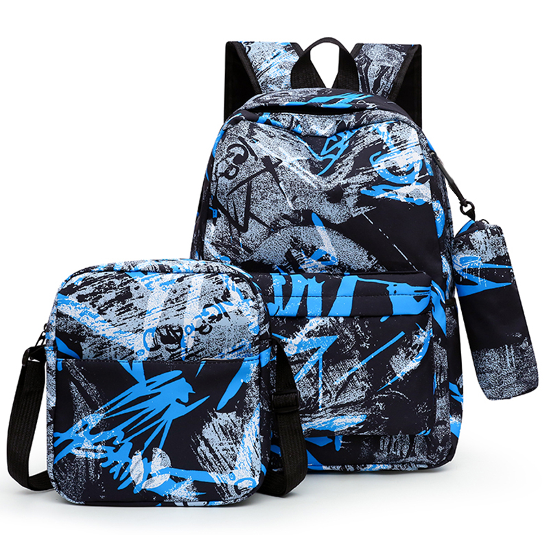 Boy's backpack is large-capacity, stylish and handsome, with dual shoulder straps.: Blue