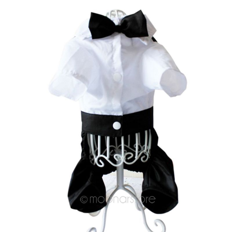 Knappe Hond Rompertjes Kleding Formele Hond Jumpsuit Met Strikje Bruidegom Smoking Huisdier Kostuums