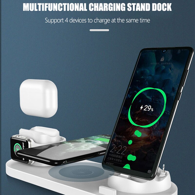 10W 3in1 Wireless Charger Stand Dock for iPhone 11 Pro Xs X Wireless Fast Charging Station for Airpods Pro 2 Apple Watch 5 4 3