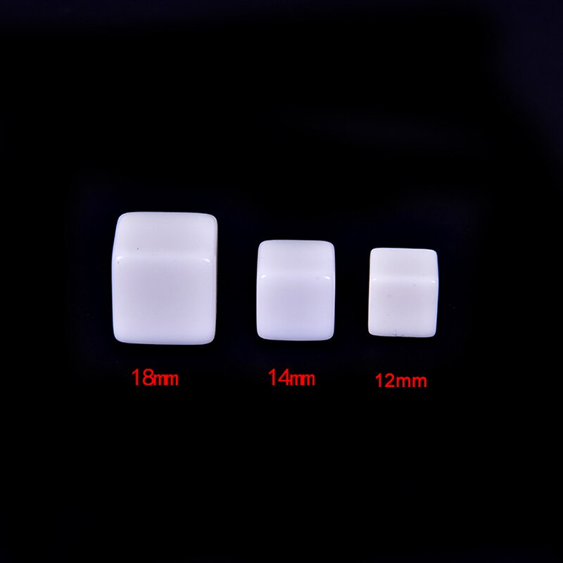 6Pcs/set Glossy Dice Teaching Blank Dice Light Plate Can Be Screen Printing DIY Dice Square Angle 12mm 14mm 18mm
