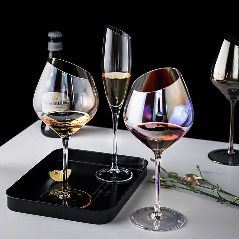 Verres en biseau en cristal Transparent, verres colorés, Style nordique Ins, changement de couleur, tasse à vin