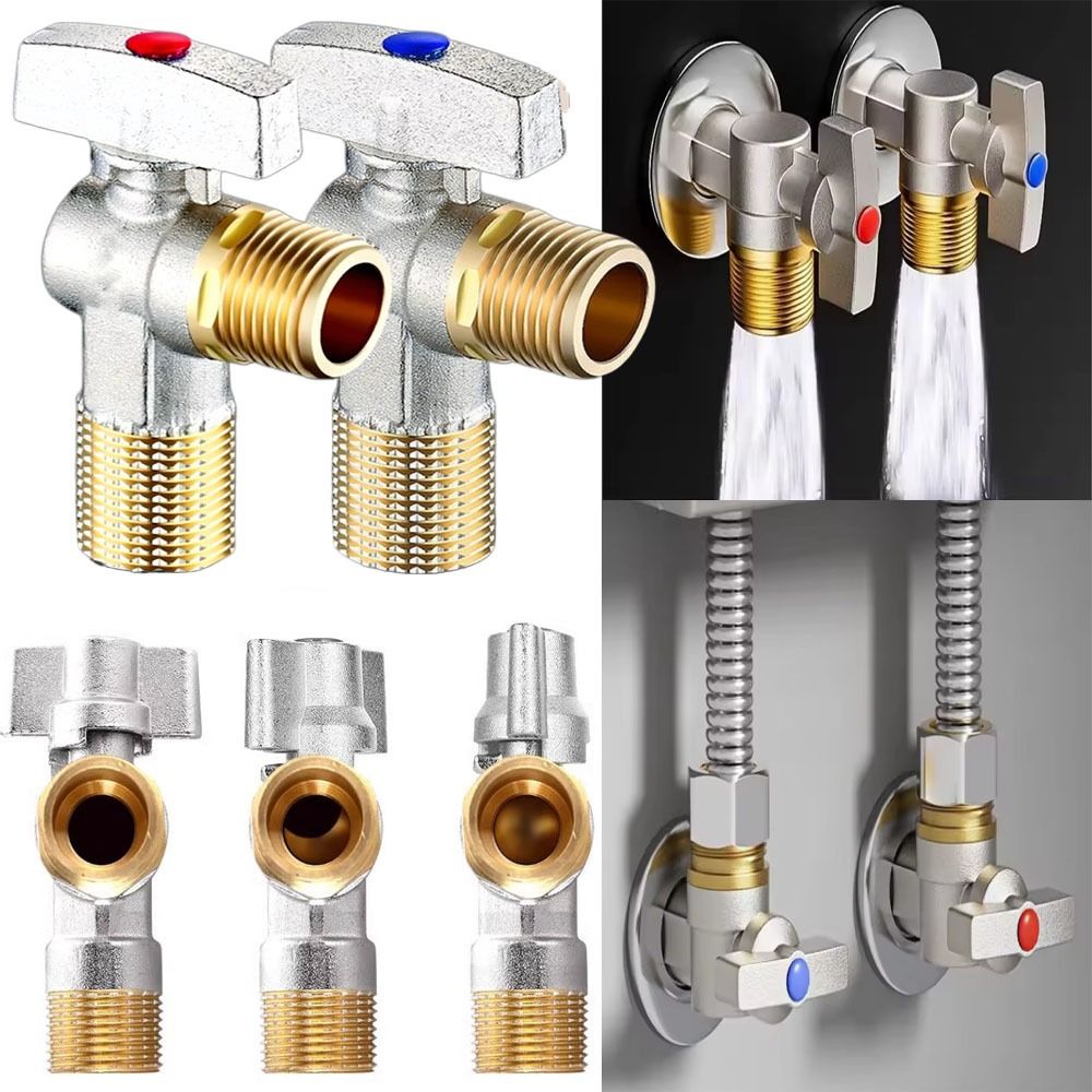 Valvole di arresto dell'acqua a grande flusso per acqua calda e fredda Valvole a sfera di ingresso in ottone G1/2 "con maniglia Nucleo a sfera con valvola angolare durevole