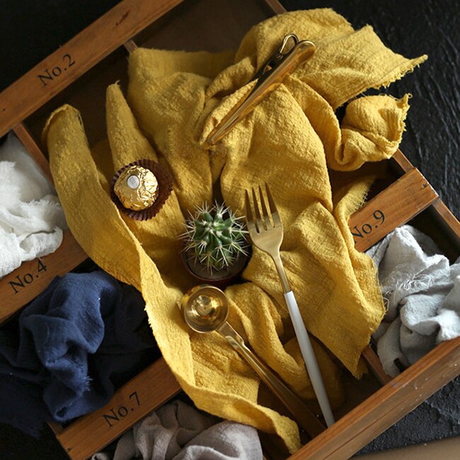 45x65cm Pleated Textured Linen Cotton Cloth Food Baked Bread Tabletop Shooting Photography Photo Background Props Accessories