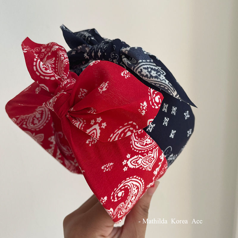 Paisley bandana hårbånd til kvinder topknyttet sløjfe pandebånd sød kaninøre turban hovedbind hårbånd pigetilbehør: Lysegrå