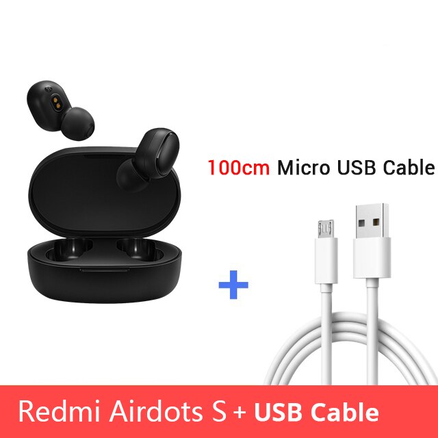 Xiaomi Redmi Airdots S Tws Bluetooth Oortelefoon Stereo Bass Draadloze Ruisonderdrukking Headset Met Microfoon Handsfree Oordopjes Ai Controle: Add 100cm Cable