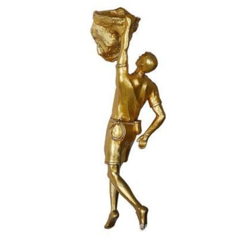 GIANTEX dekoracja ścienna styl skandynawski Retro człowiek wspinaczka ściana tło dekoracje ścienne wiszące statua salon pokoju tło: goldenS1