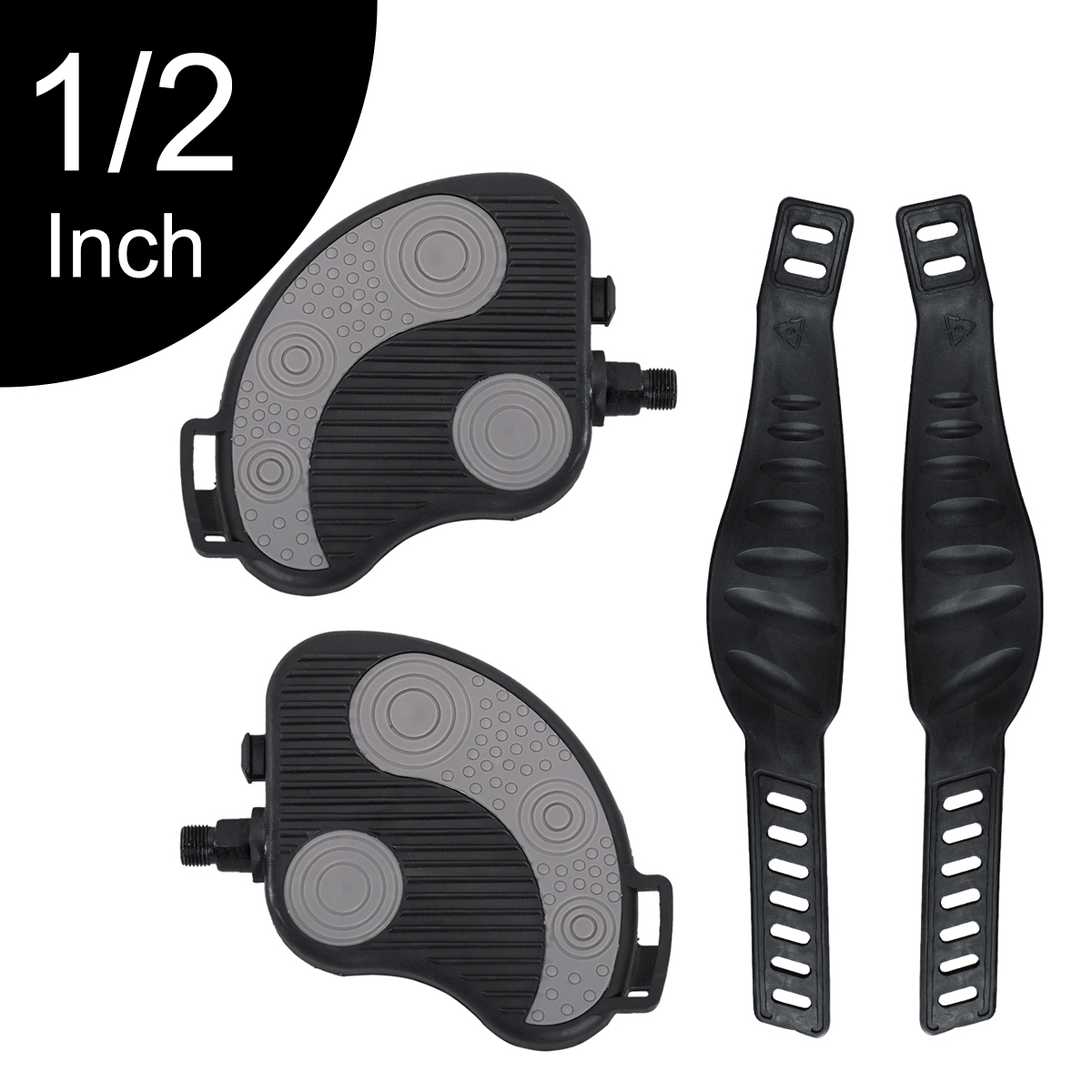 Pedali per biciclette autobloccanti 9/16 1/2 pollici con cinturini per MTB strada cyclbike pedali a rotazione fissa con cinturino con clip per le dita: 1 2