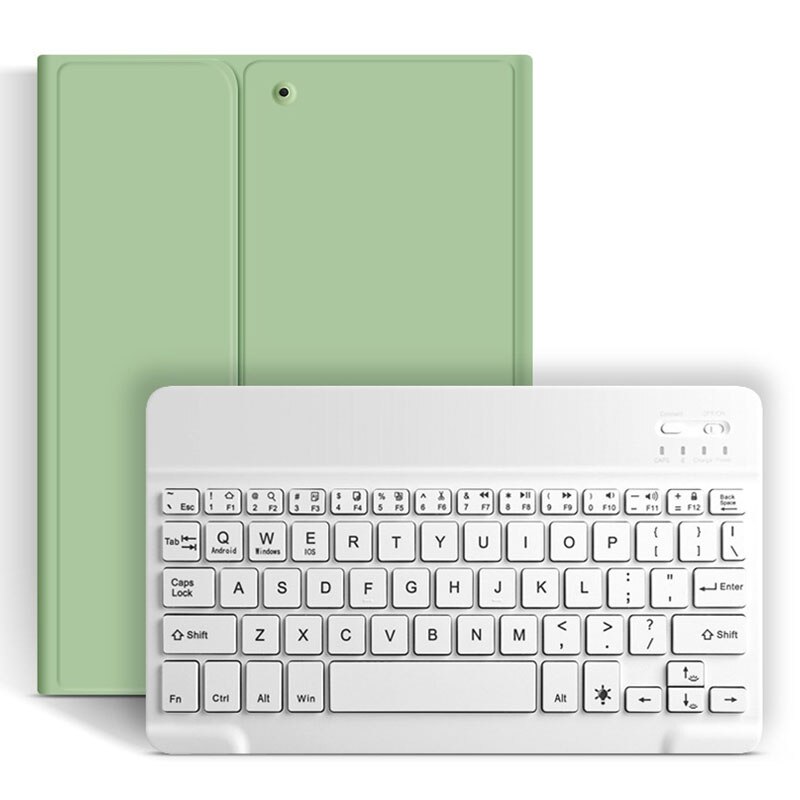 Kannettava langaton bluetooth -näppäimistö + pu nahkainen näppäimistön suojakotelon suojus ipad 10.2 -tablet -kotelolle näppäimistöllä: Vihreä