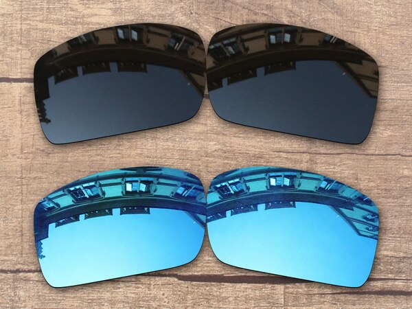 Vonxyz 20+ Color Choices Polarized Replacement Lenses for-Oakley Oil Drum Frame: Black and Ice Blue