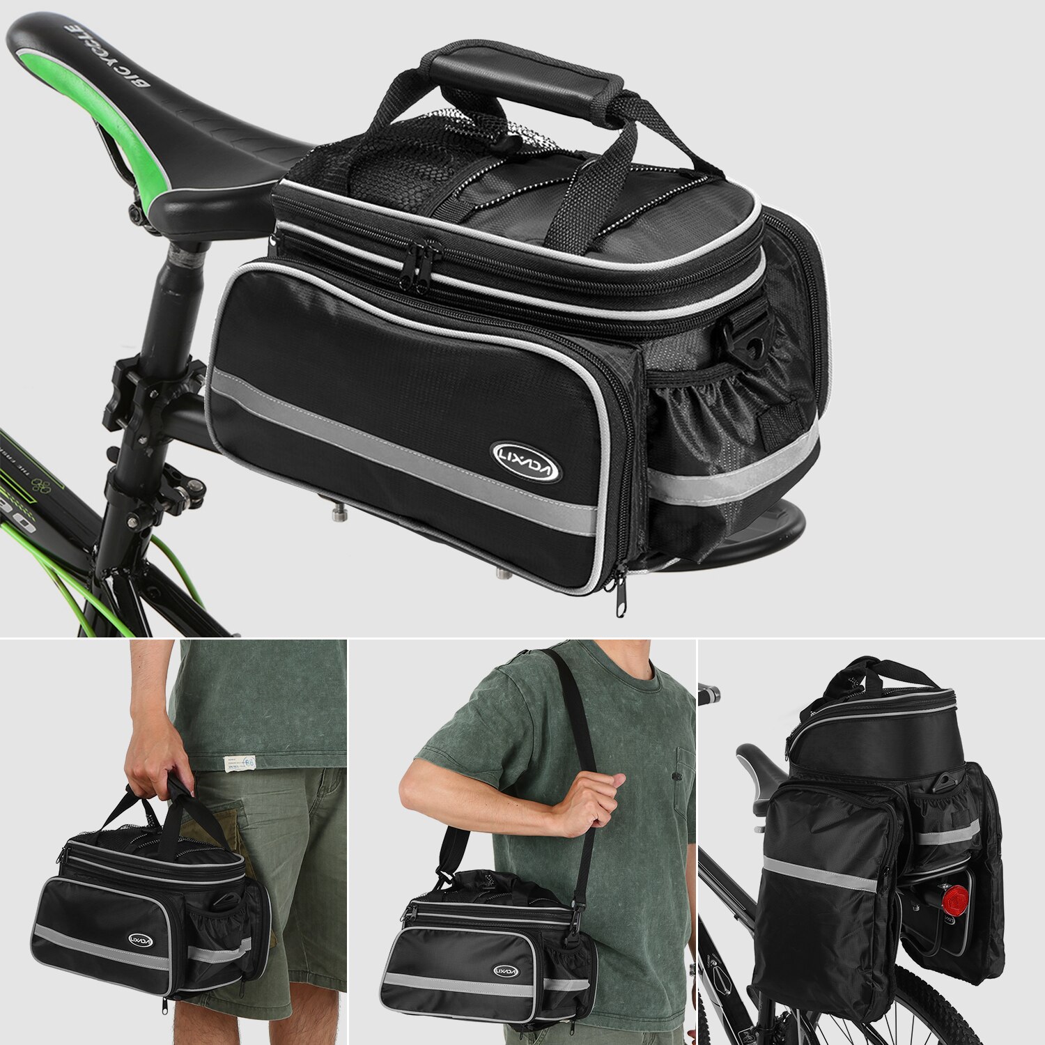 Lixada Fiets Rear Seat Bag Fietsen Fiets Kofferbak Tas 25L Grote Capaciteit Waterdichte Bike Fietstas Schoudertas Met Regen cover
