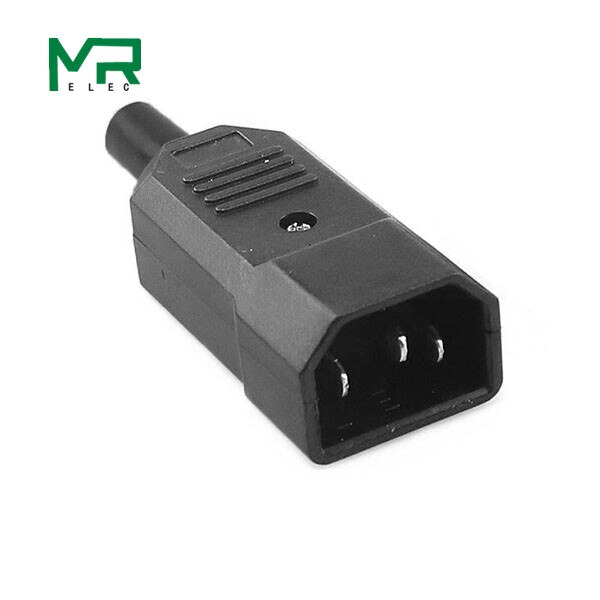 Conector de enchufe de Cable recto IEC 10A 250V, conector de alimentación recargable C13 C14, toma de CA de 3 pines: male head   black